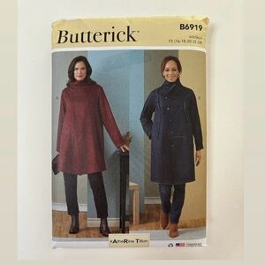 Butterick B6919 Women's Coat Pattern Designer Katherine Tilton Sz 16 18 20 22 24